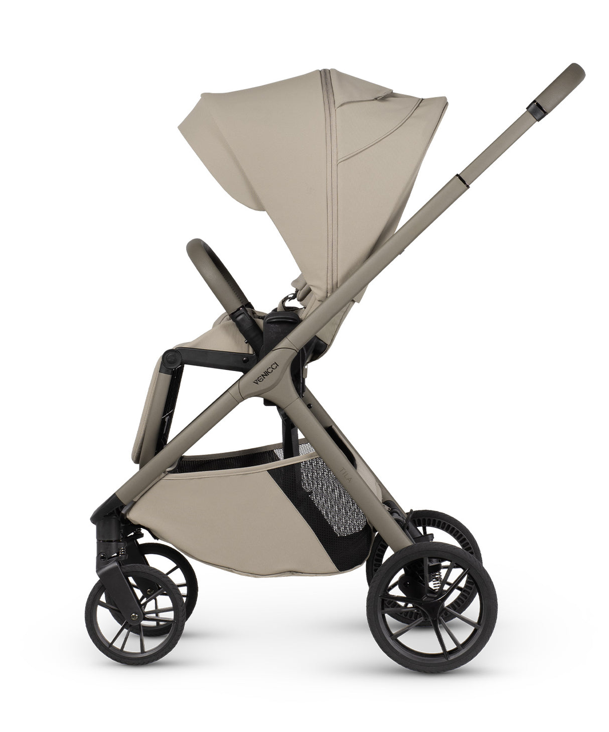 Venicci Tila Ultimate Travel System with Accessories and Tiago Car Seat & ISOFIX Base - Latte