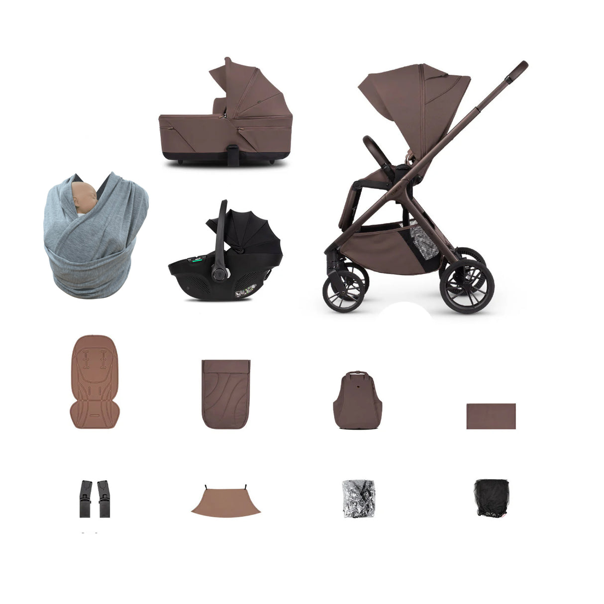 Venicci Tila Travel System with Accessories and Tiago Car Seat - Noce