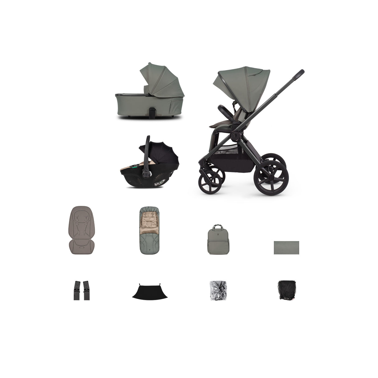 Venicci Upline 3 Travel System with Tiago Car Seat - Aloe