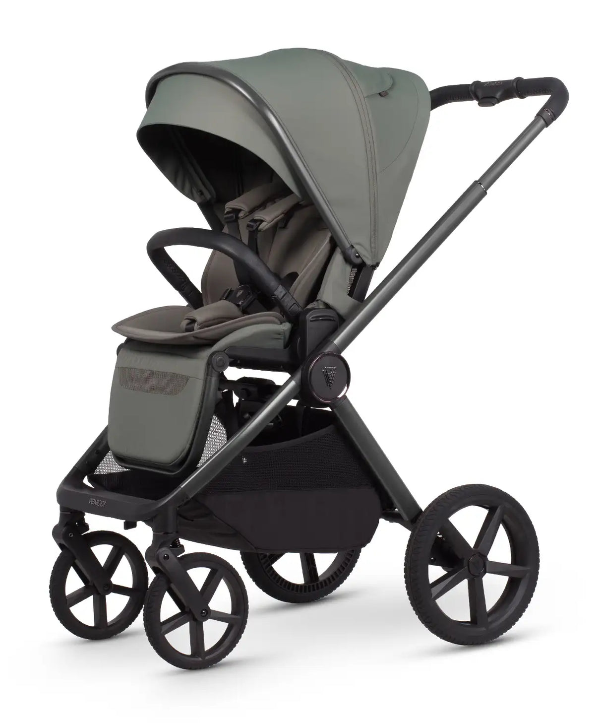 Venicci Upline 3 Travel System with Cybex Cloud T Sepia Black Car Seat & Base T ISOFIX Base - Aloe