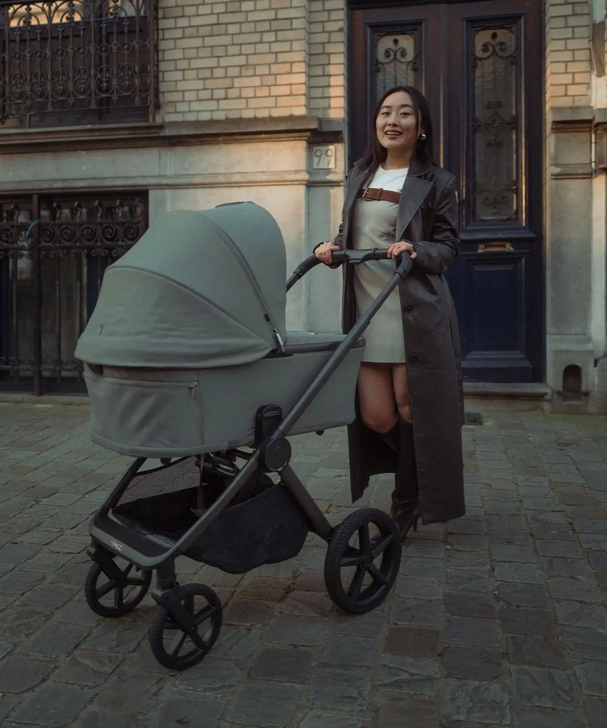 Venicci Upline 3 Travel System with Cybex Cloud T Sepia Black Car Seat & Base T ISOFIX Base - Aloe