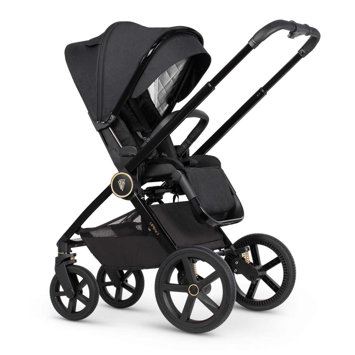 Venicci Upline 2 Travel System with Accessories, Tiago Car Seat & ISOFIX Base - All Black