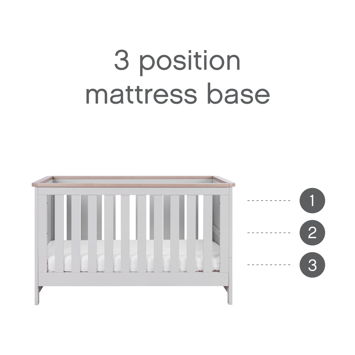 Tutti Bambini Verona 2 Piece Nursery Furniture Set with Cot Bed and Dresser - White / Oak