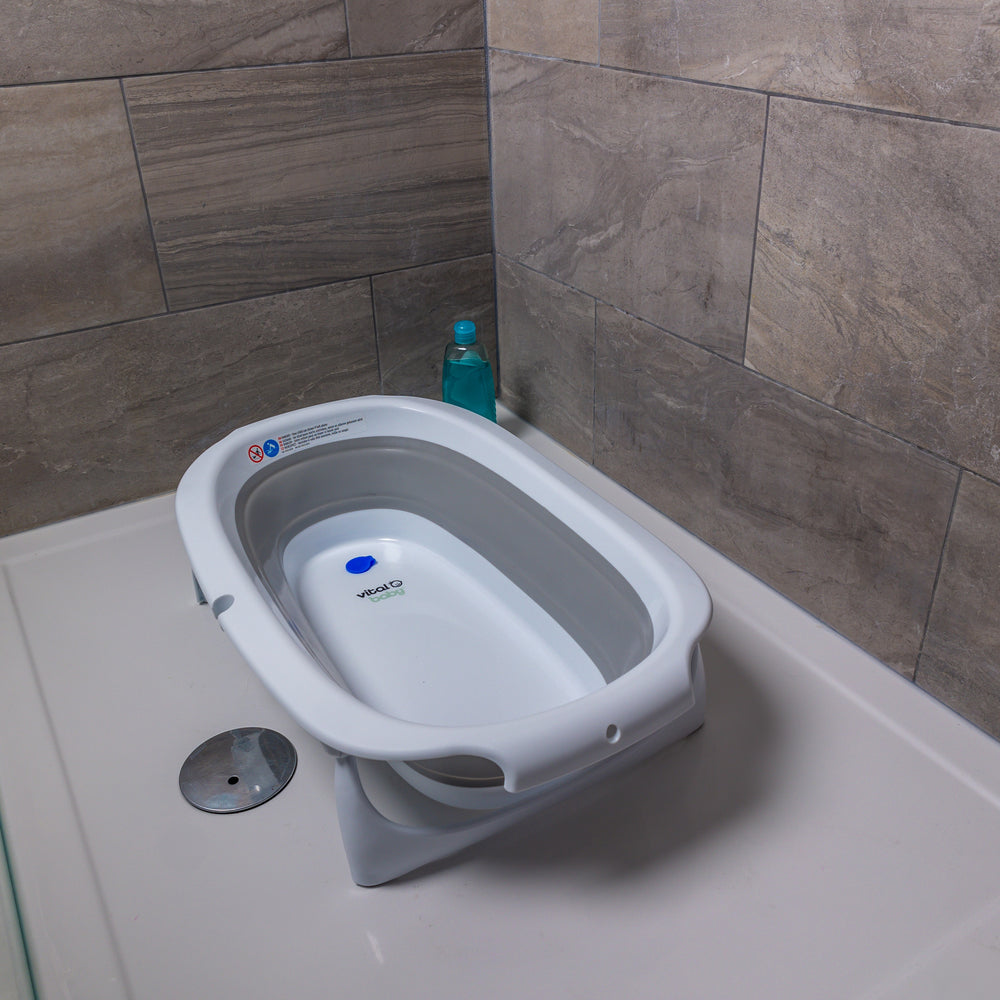 Vital Baby Foldable Compact Baby Bath - White & Grey