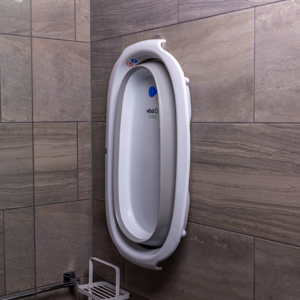 Vital Baby Foldable Compact Baby Bath - White & Grey