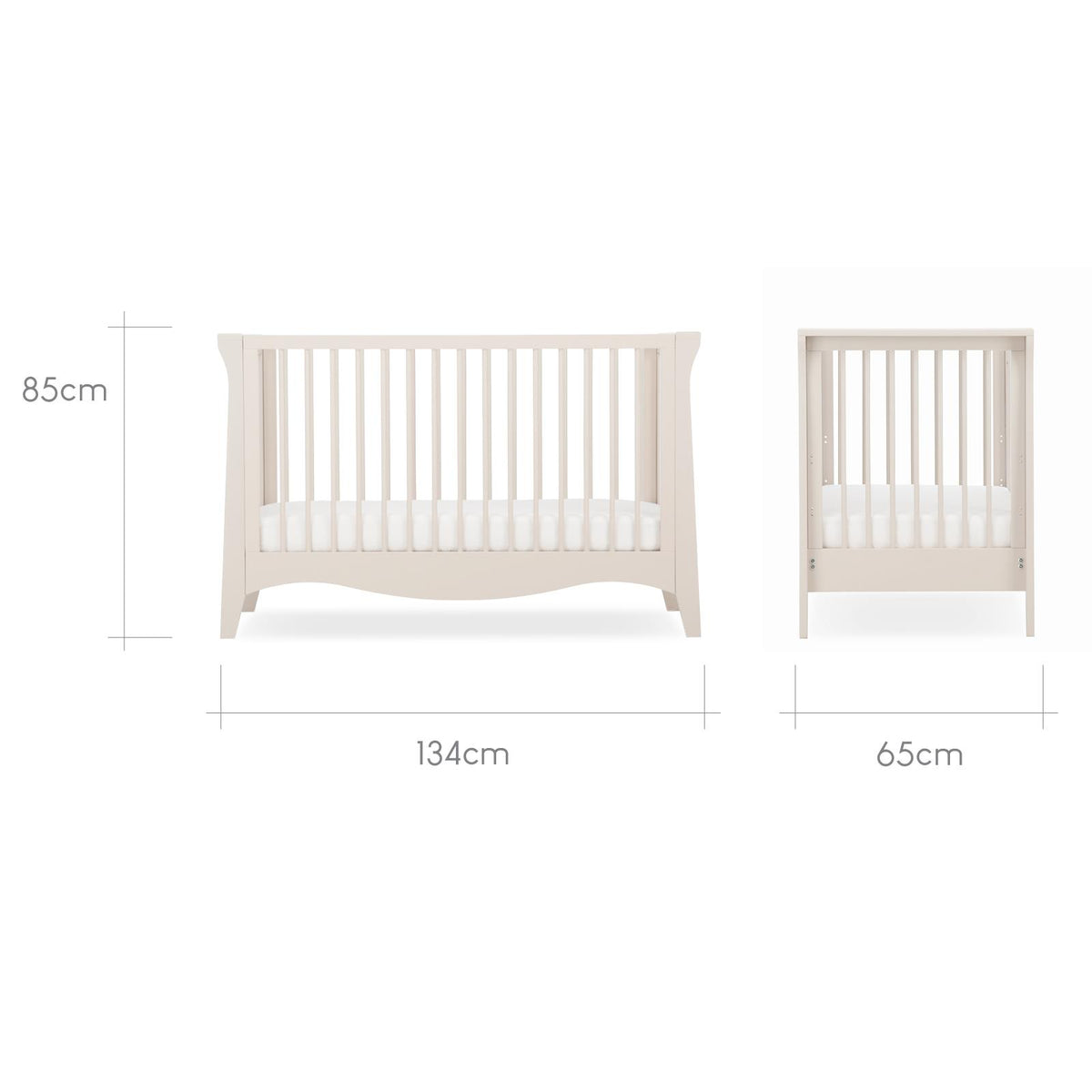 CuddleCo Clara Mini 2 Piece Nursery Furniture Set with Cot Bed and Changer - Cashmere