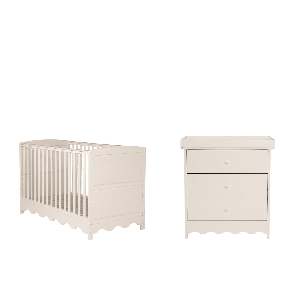 Bebe & Beyond Dancer Cot Bed & Dresser 2 Piece Nursery Furniture Set - Cashmere 2