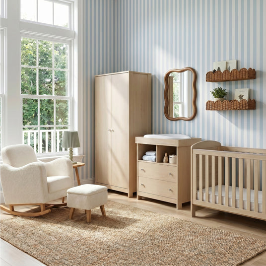 Bebe & Beyond Seeker Cot Bed, Dresser & Wardrobe 3 Piece Nursery Furniture Set - Nordic 2