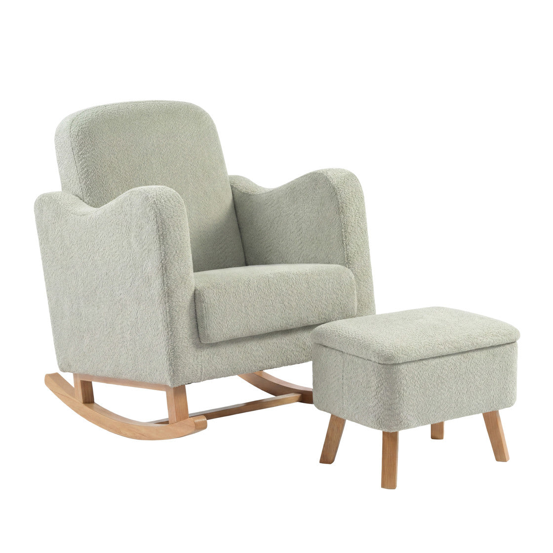 Bebe & Beyond Soother Nursing Chair & Stool - Sage Boucle 1