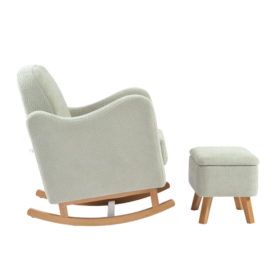 Bebe & Beyond Soother Nursing Chair & Stool - Sage Boucle 4