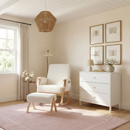 Bebe & Beyond Storyteller Nursing Chair & Stool - Off White 2