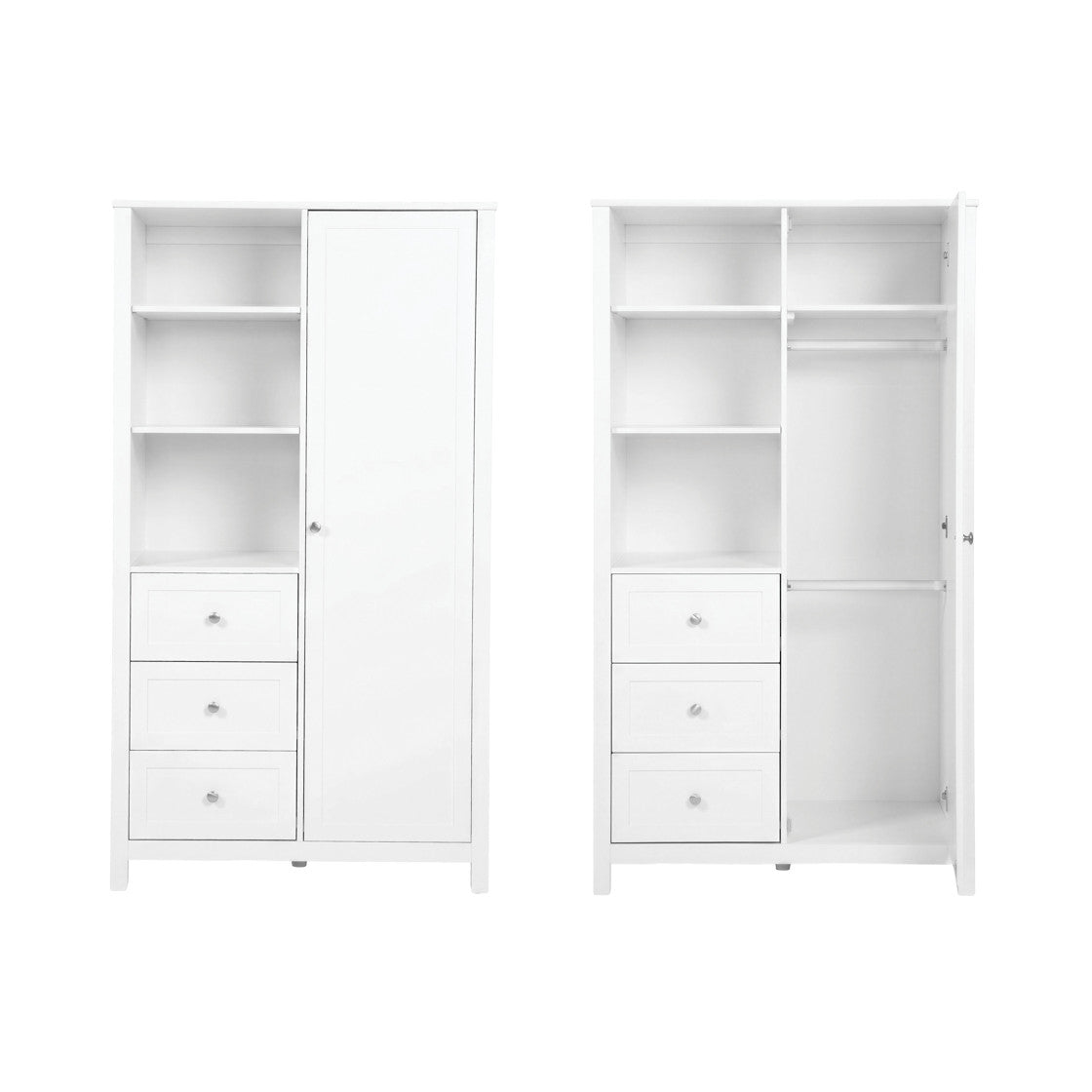 Bebe & Beyond Wanderer Cot Bed, Wardrobe & Dresser 3 Piece Nursery Furniture Set - White 11