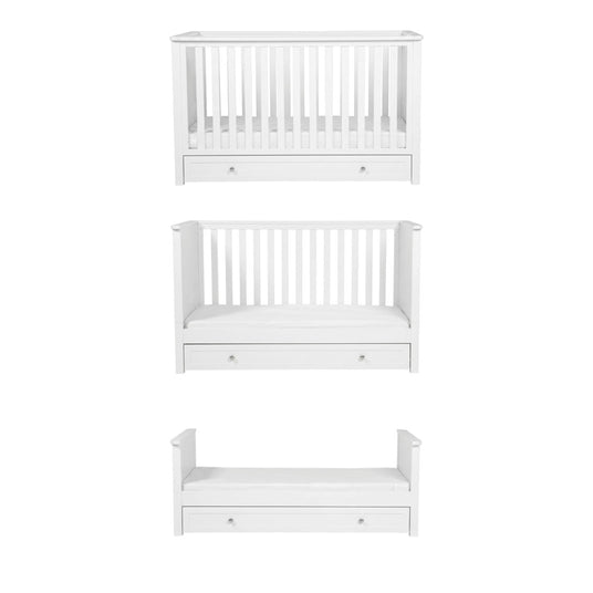 Bebe & Beyond Wanderer Cot Bed, Wardrobe & Dresser 3 Piece Nursery Furniture Set - White 8