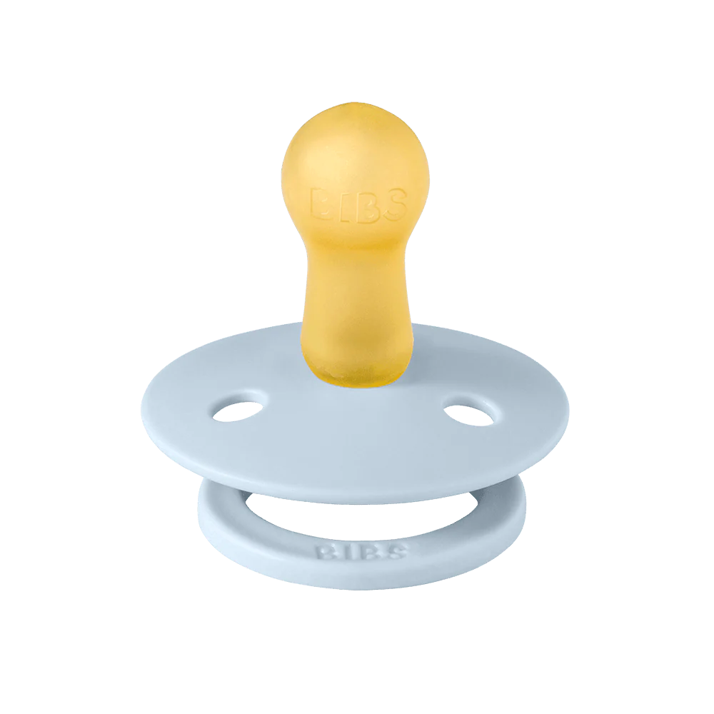 BIBS Colour Round Latex Pacifiers Size 2 – Iron & Baby Blue (2 Pack)