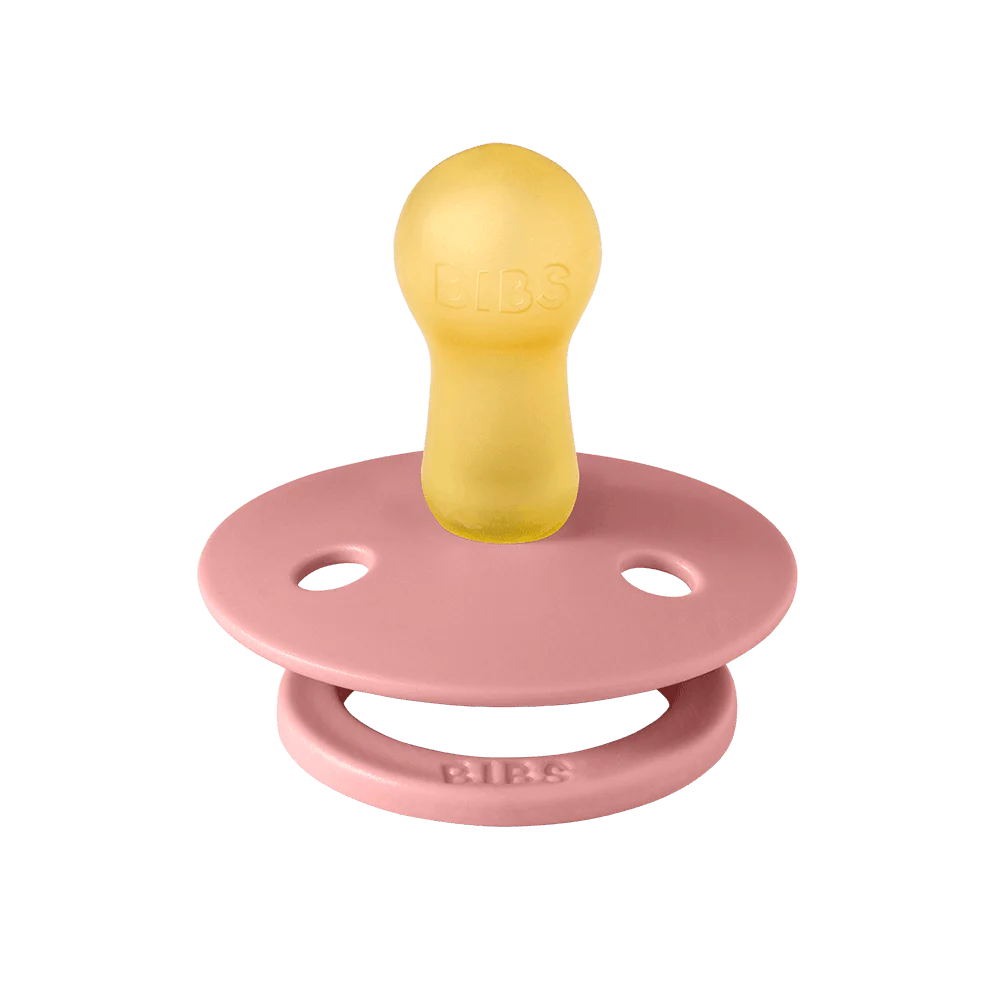 BIBS Colour Round Latex Pacifiers Size 1 – Dusty Pink & Coral (2 Pack)