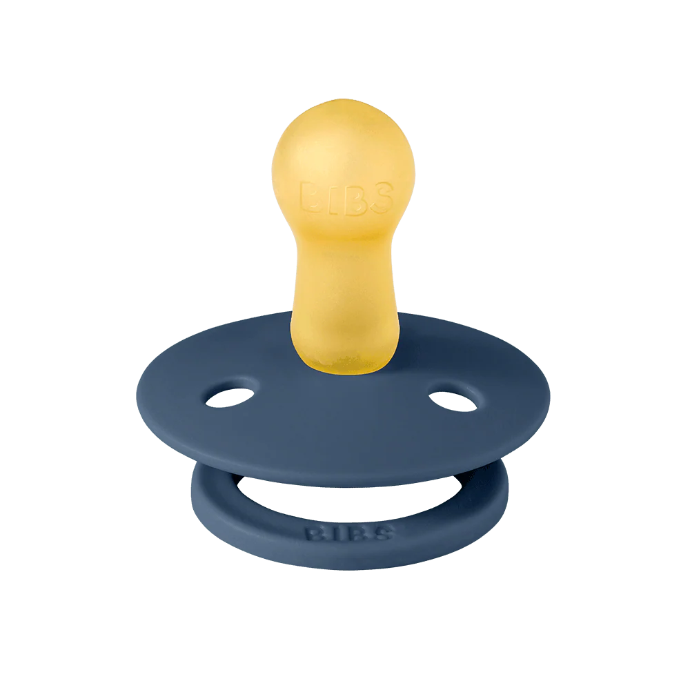 BIBS Colour Round Latex Pacifiers Size 2 – Sky Blue & Steel Blue (2 Pack)