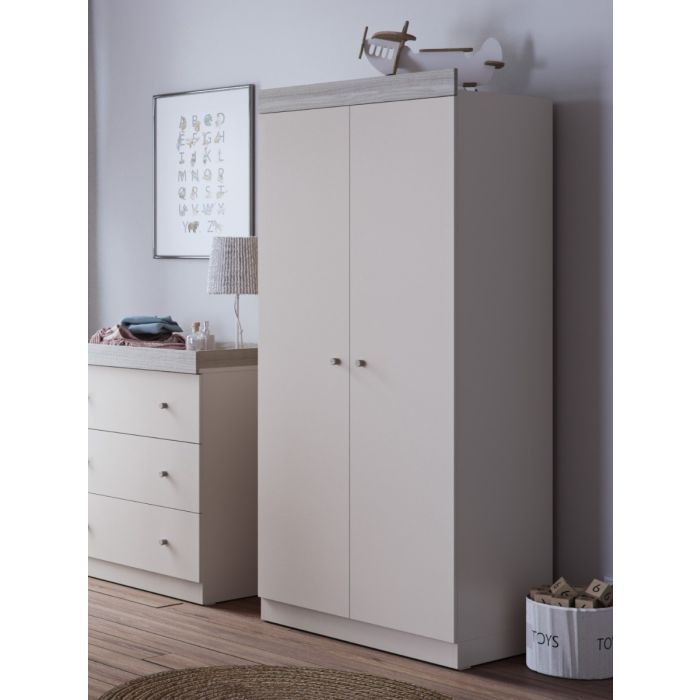 Little Acorns Burlington 2 Piece Nursery Furniture Set with Cot Bed and Dresser - Cashmere & Grey Ash