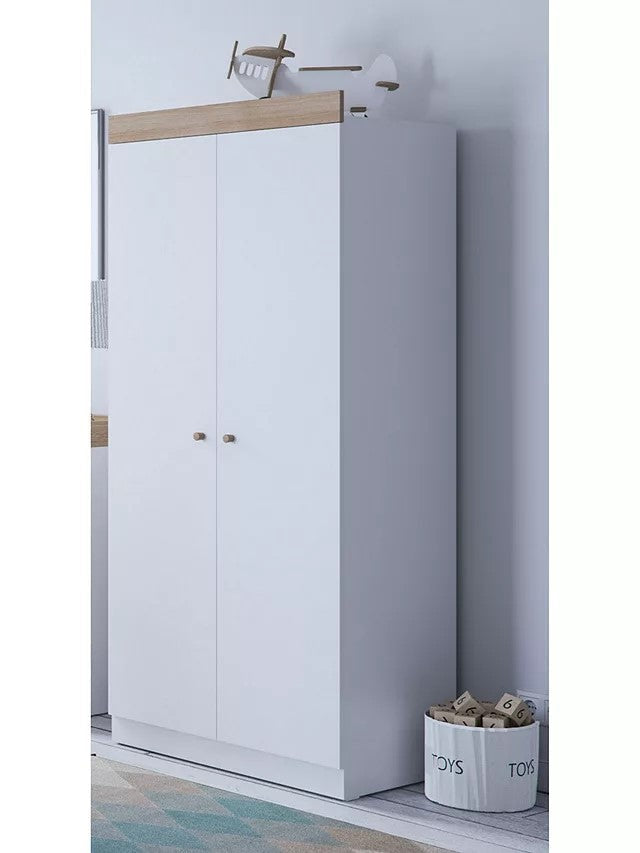 Little Acorns Burlington Double Nursery Wardrobe – White & Oak