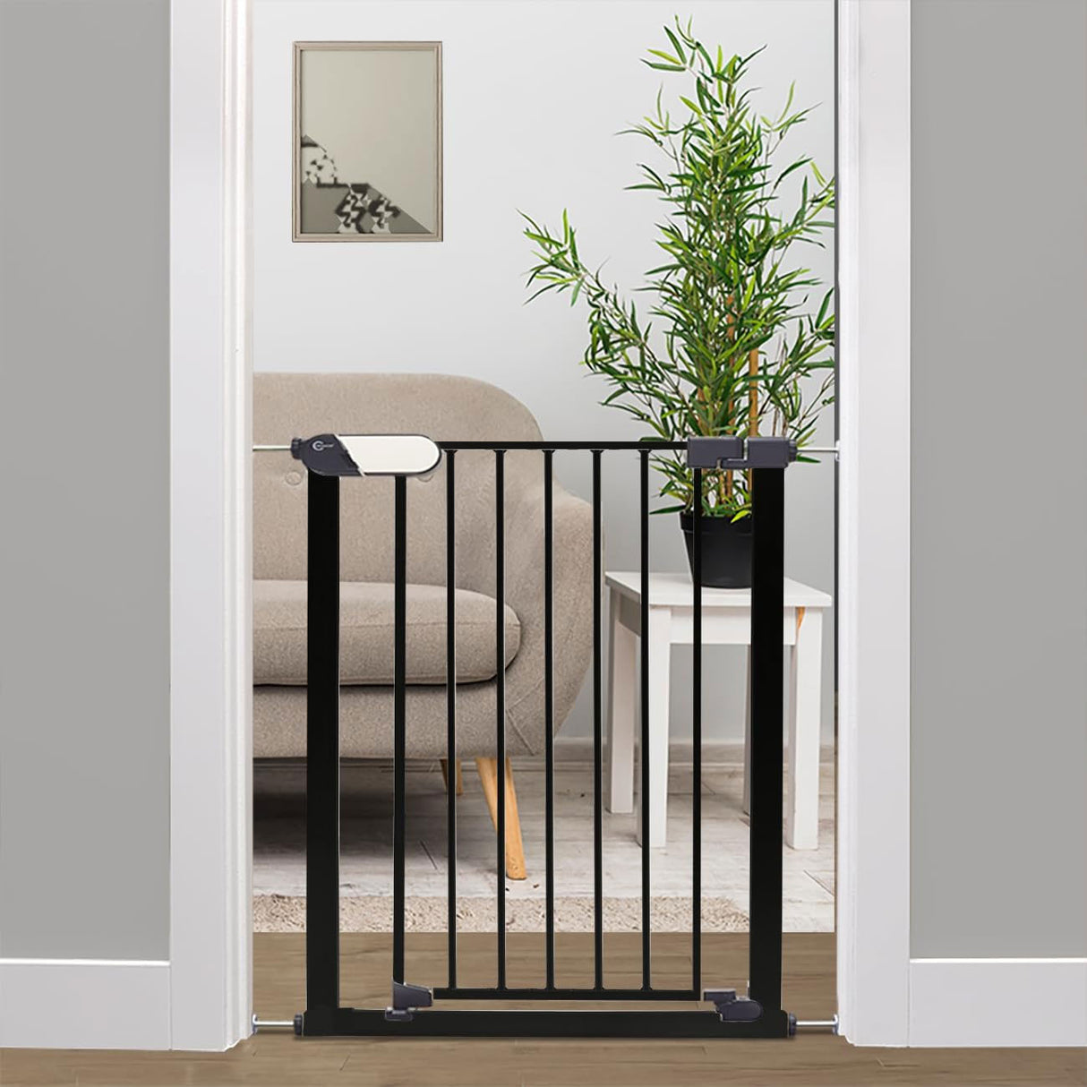 Callowesse Kemble Narrow Child & Pet Pressure Fit Safety Gate 65-70cm x H76cm - Black 2
