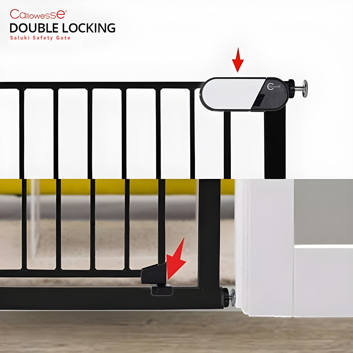 Callowesse Saluki Tall & Narrow Pressure Fit Child & Pet Safety Gate | 65-70cm x H96cm - Black 2