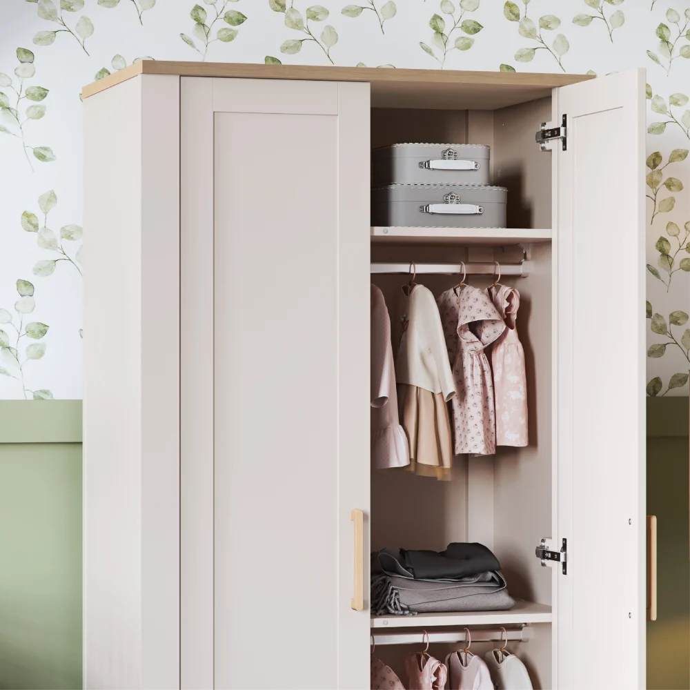 Silver Cross Seville 3 Piece Nursery Furniture Set with Convertible Cot to Toddler Bed, Dresser & Double Wardrobe