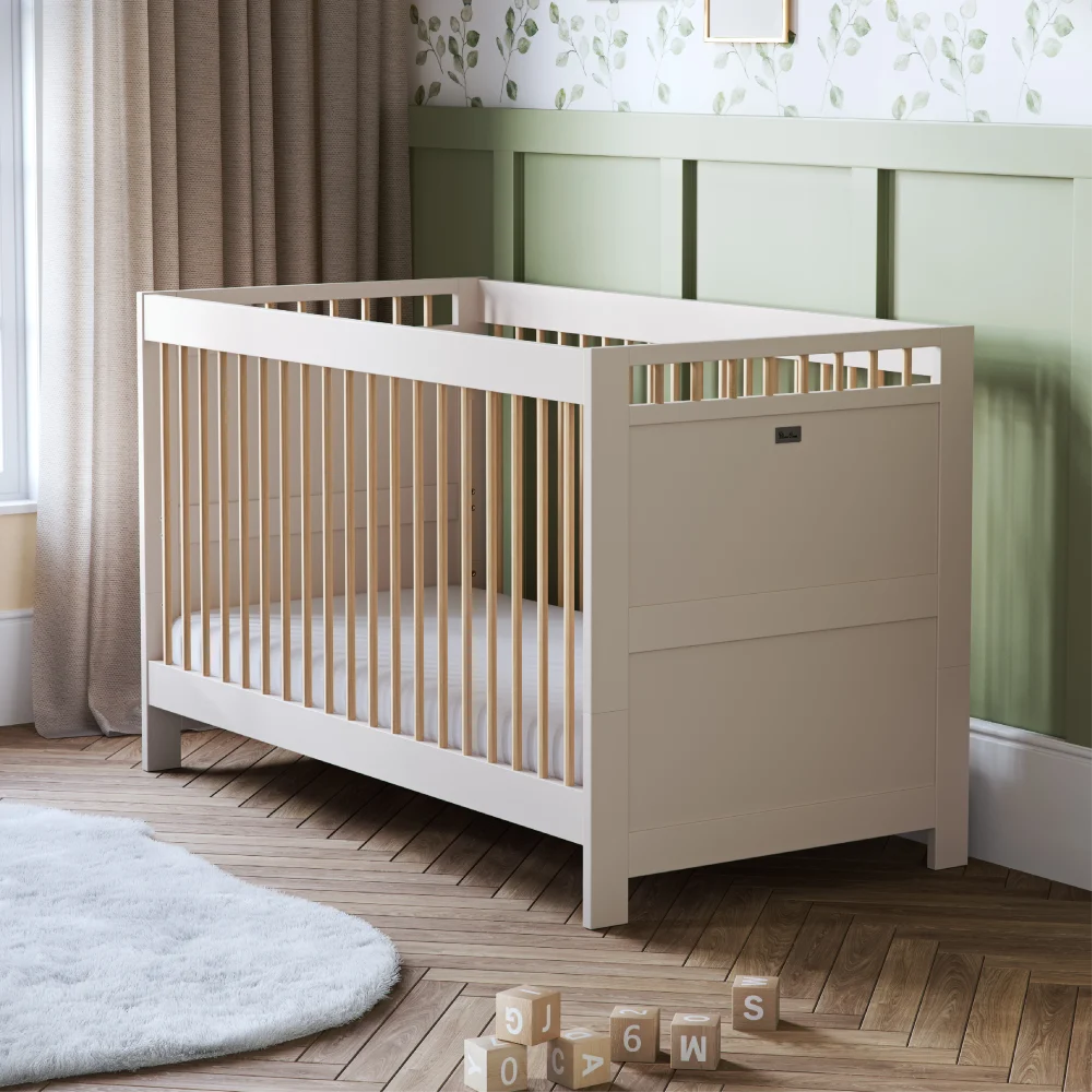 Silver Cross Seville 3 Piece Nursery Furniture Set with Convertible Cot to Toddler Bed, Dresser & Double Wardrobe