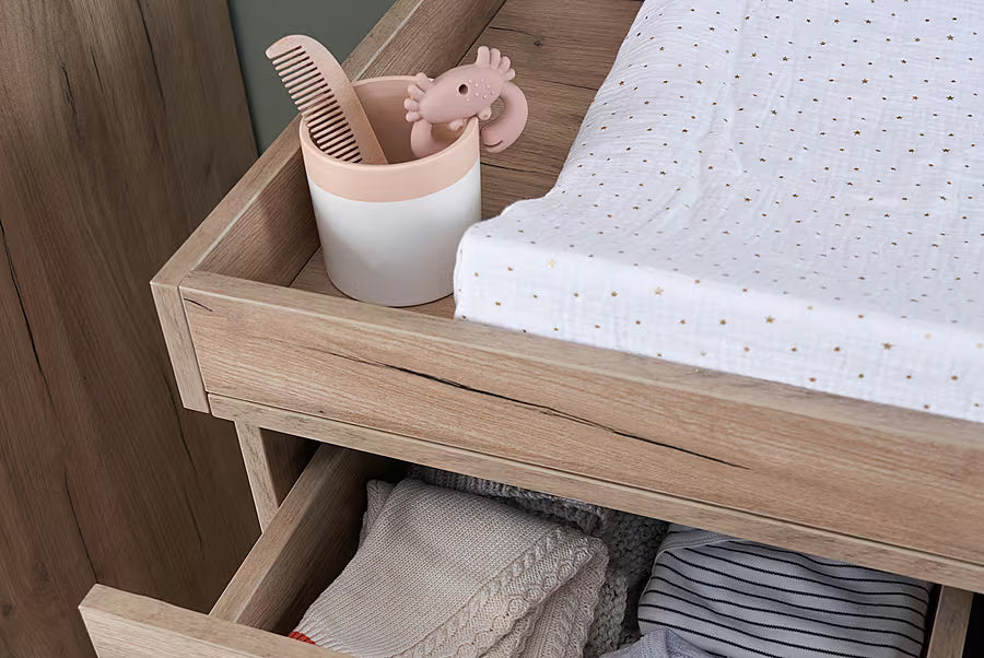 Tutti Bambini Como 2 Piece Nursery Furniture Set with Cot Bed and Dresser - Distressed Oak / Slate Grey