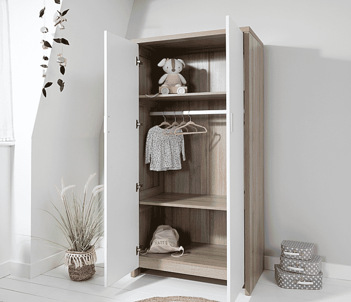 Tutti Bambini Modena Double Nursery Wardrobe – White / Oak