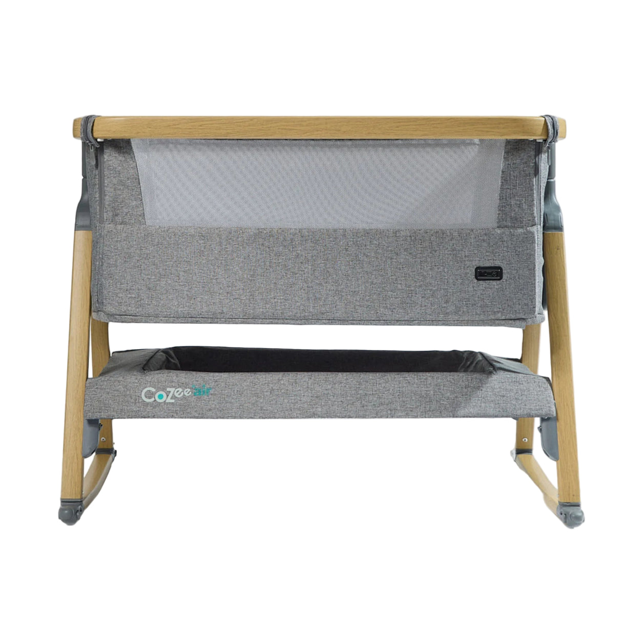 Tutti Bambini Cozee Air Bedside Crib - Oak & Charcoal