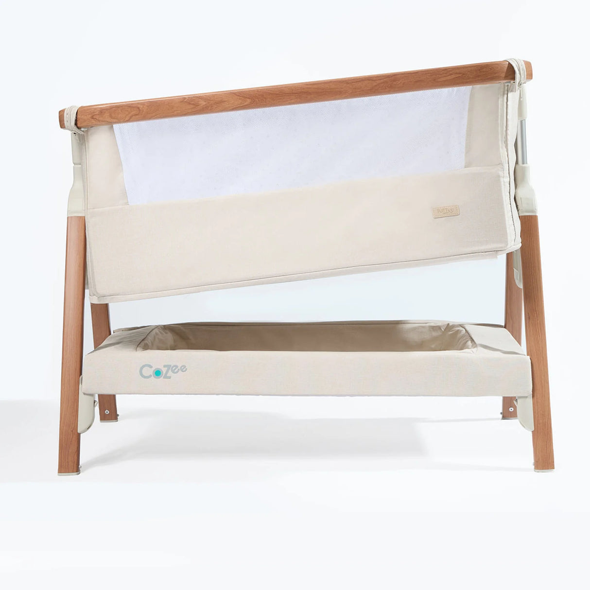 Tutti Bambini Cozee Bedside Crib - Scandinavian Walnut & Ecru