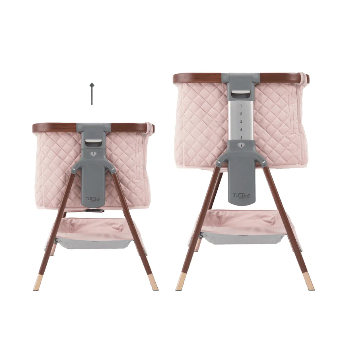 Tutti Bambini Cozee Luxe Bedside Crib - Walnut & Blush