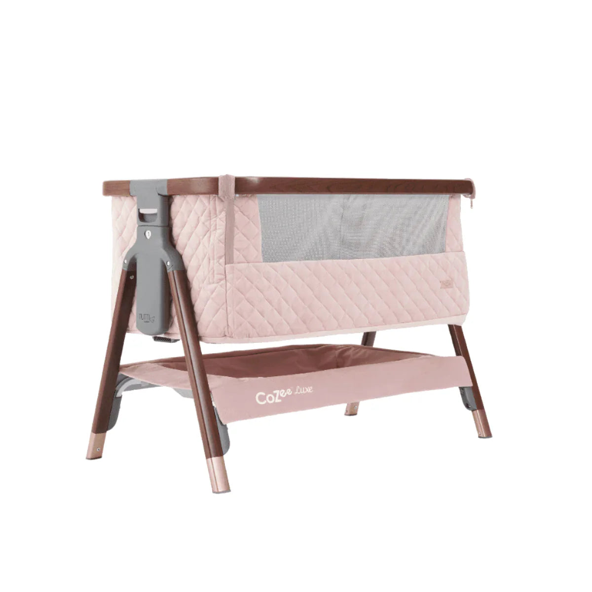 Tutti Bambini Cozee Luxe Bedside Crib - Walnut & Blush