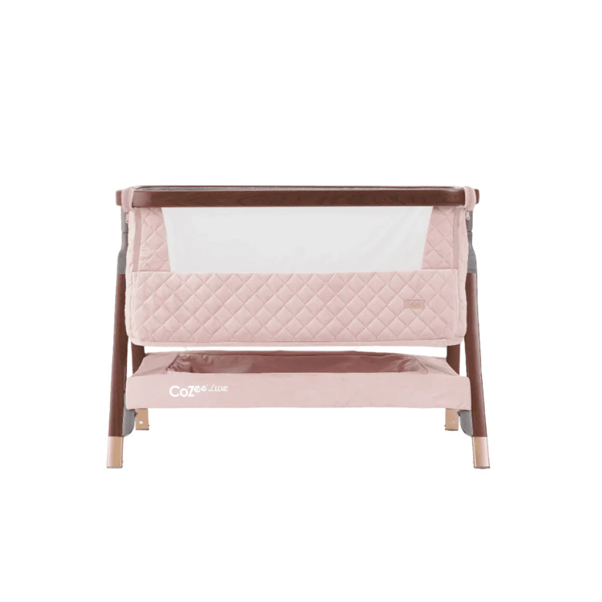 Tutti Bambini Cozee Luxe Bedside Crib - Walnut & Blush