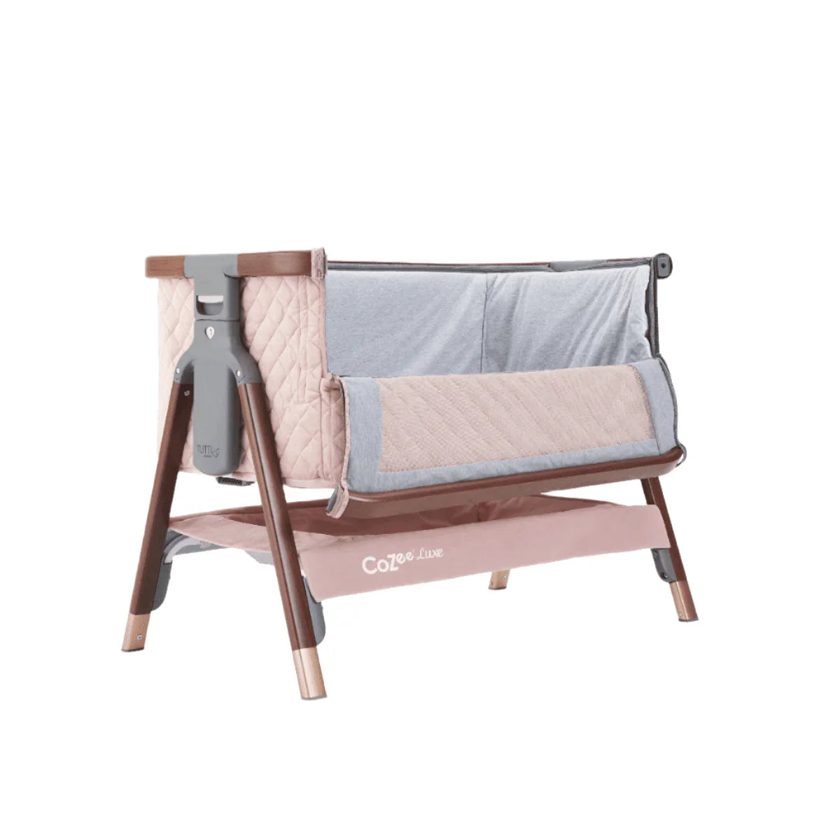 Tutti Bambini Cozee Luxe Bedside Crib - Walnut & Blush