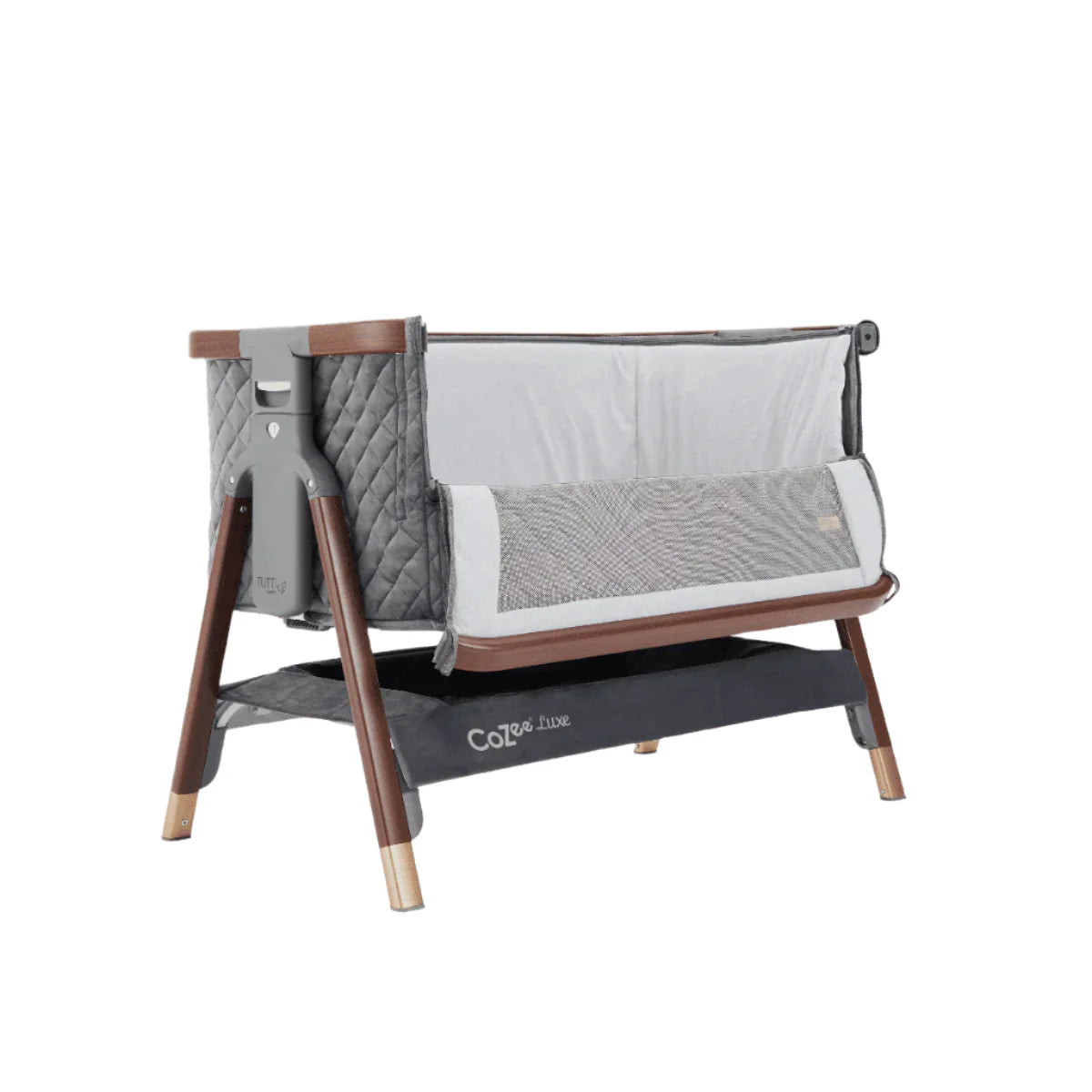 Tutti Bambini Cozee Luxe Bedside Crib - Walnut & Slate