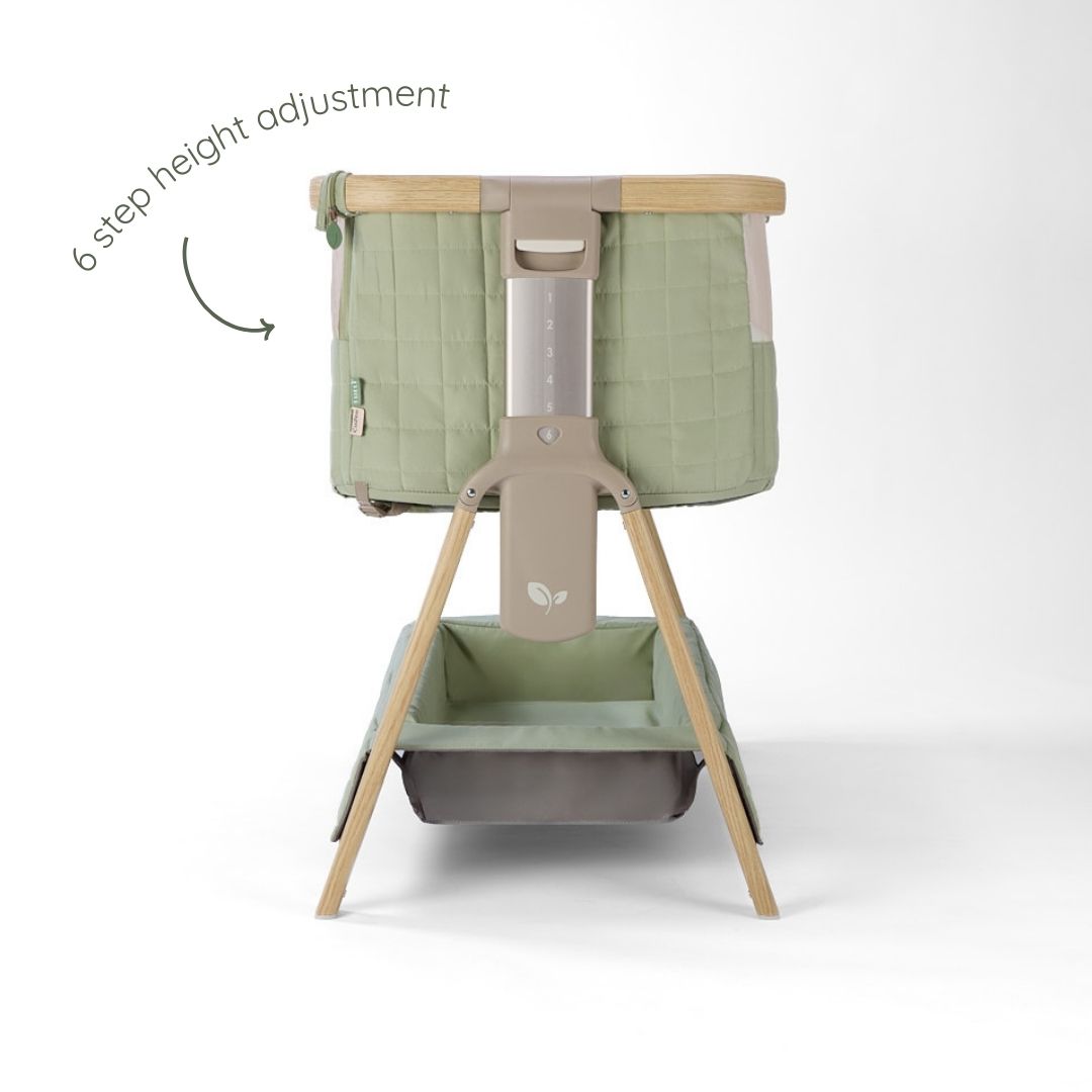 Tutti Bambini Cozee Sense Bedside Crib - Drifted Oak & Eucalyptus