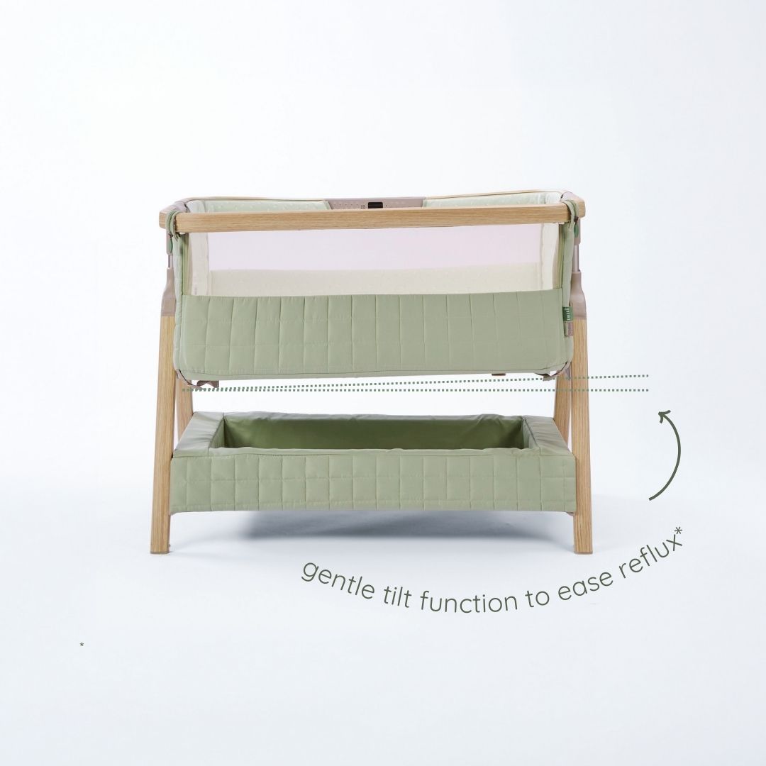 Tutti Bambini Cozee Sense Bedside Crib - Drifted Oak & Eucalyptus