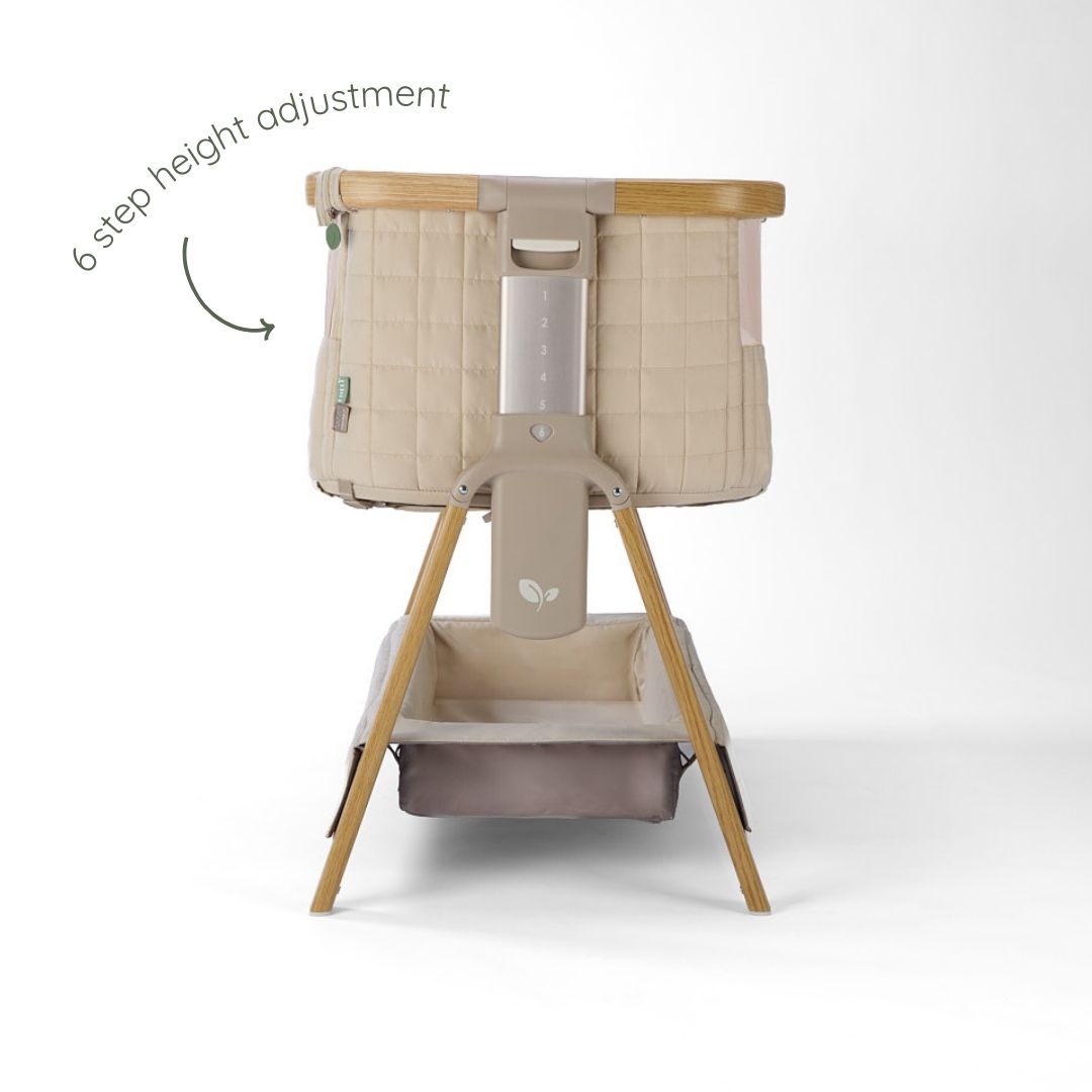Tutti Bambini Cozee Sense Bedside Crib - Toasted Oak & Sand