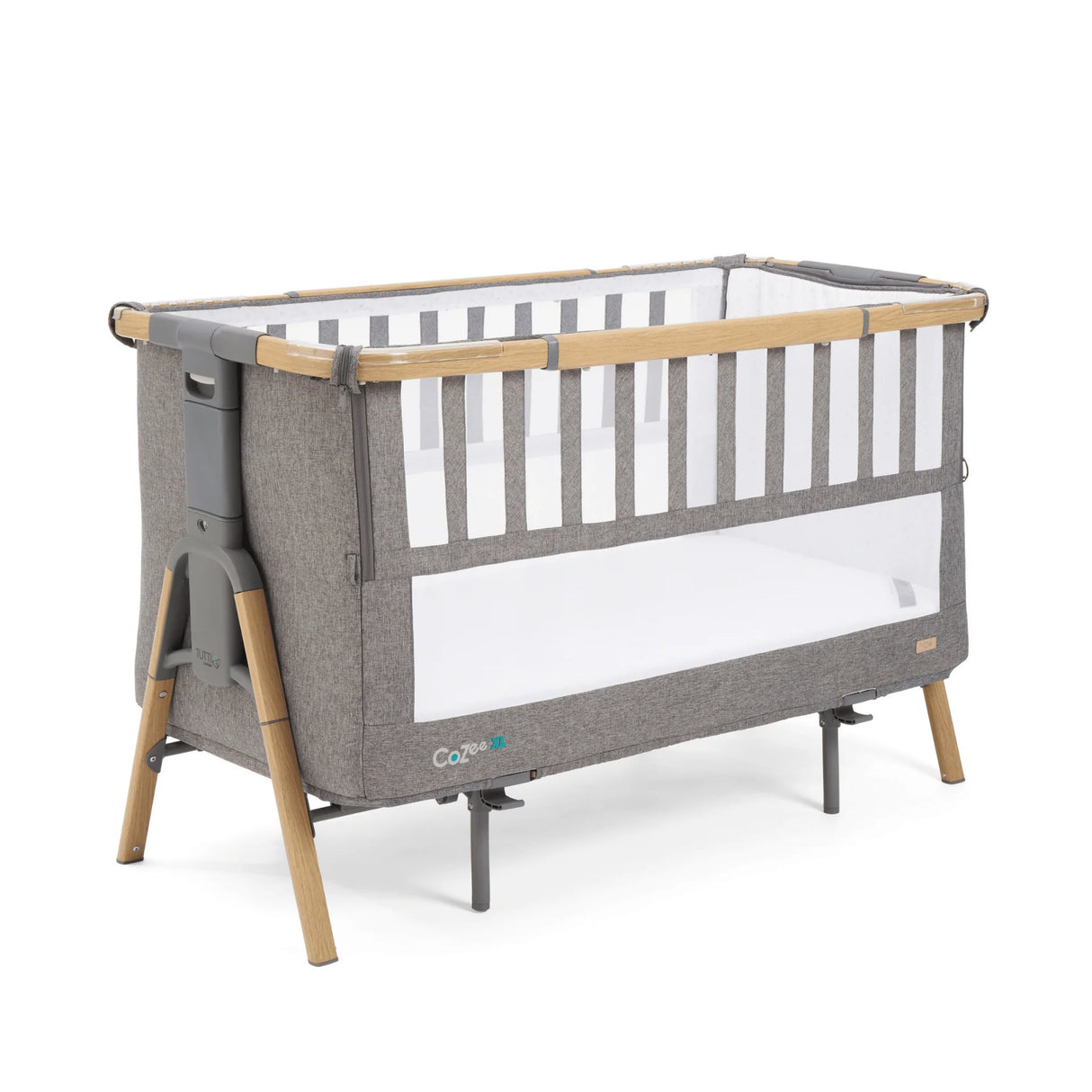 Tutti Bambini Cozee XL Bedside Crib & Cot - Oak & Charcoal