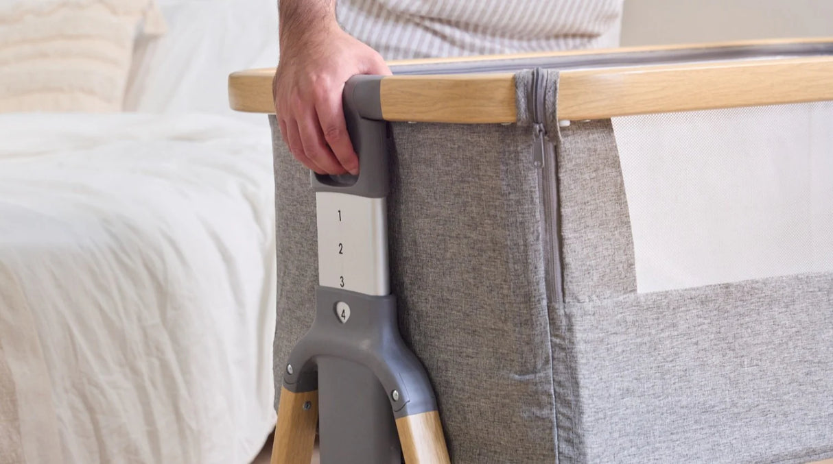 Tutti Bambini Cozee Air Bedside Crib - Oak & Charcoal