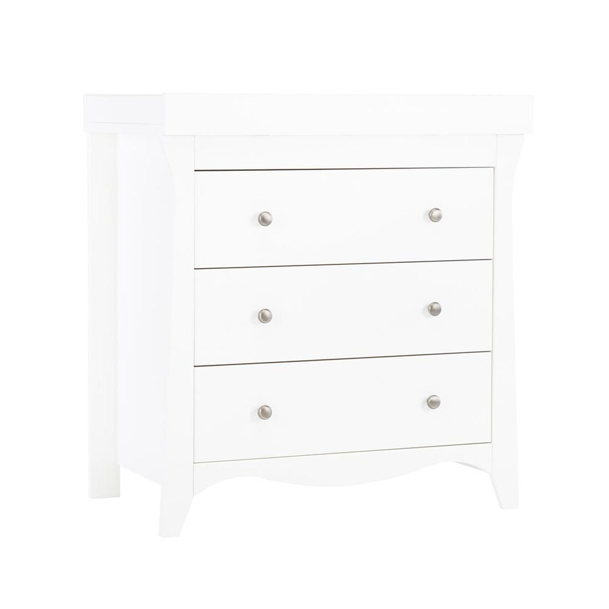 CuddleCo Clara 3 Piece Nursery Furniture Set with Cot Bed, Dresser and Wardrobe - White