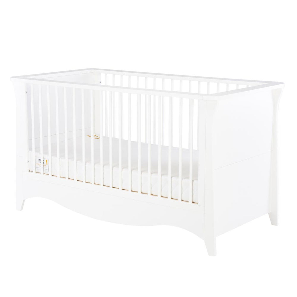 CuddleCo Clara 3 Piece Nursery Furniture Set with Cot Bed, Dresser and Wardrobe - White