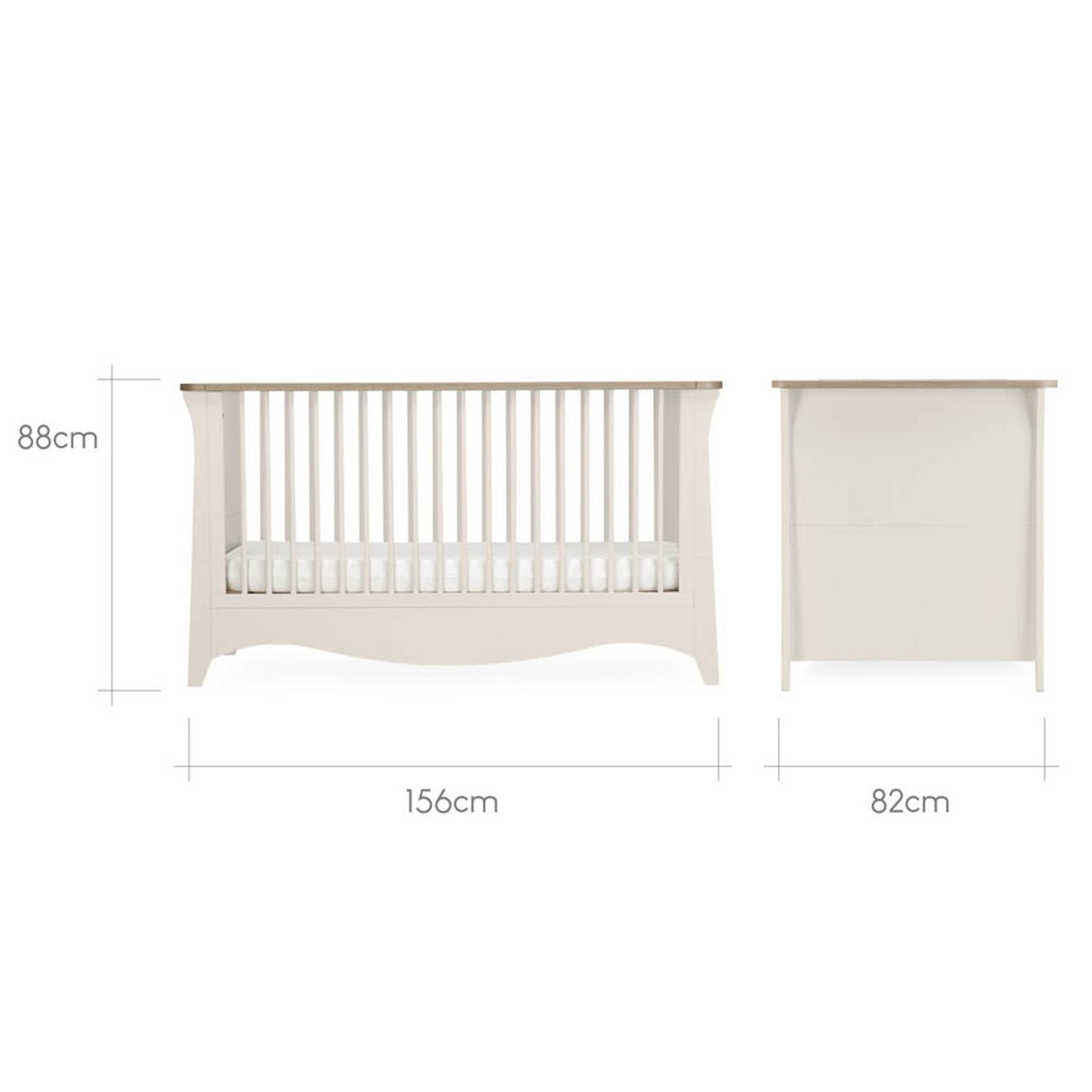 CuddleCo Clara 3 Piece Nursery Furniture Set with Cot Bed, Dresser and Wardrobe - Cashmere