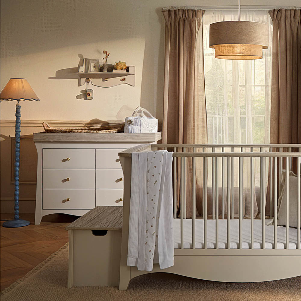 CuddleCo Clara Luxe 2 Piece Nursery Furniture Set with Cot Bed and Dresser - Cashmere & Ash