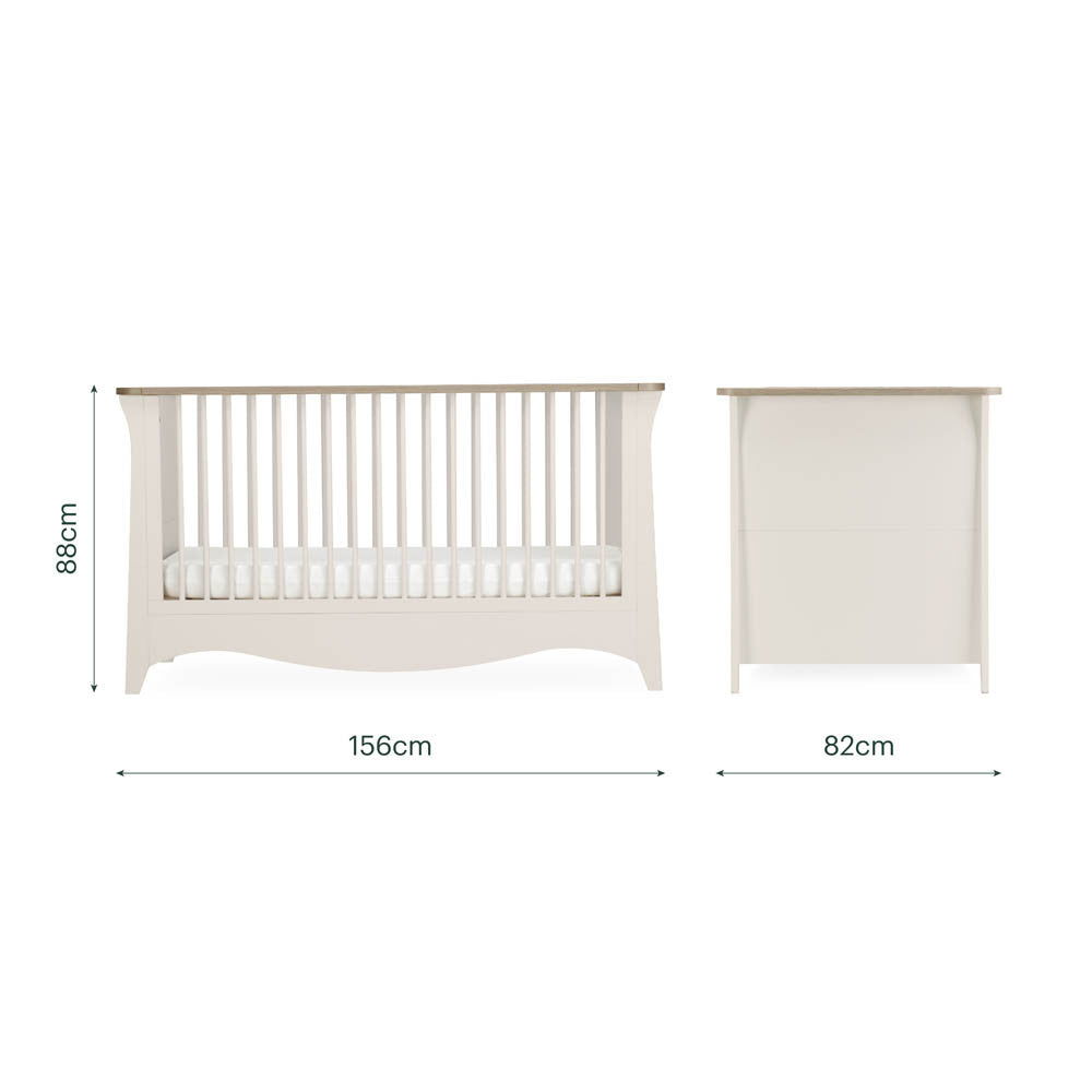 CuddleCo Clara Luxe 2 Piece Nursery Furniture Set with Cot Bed and Dresser - Cashmere & Ash
