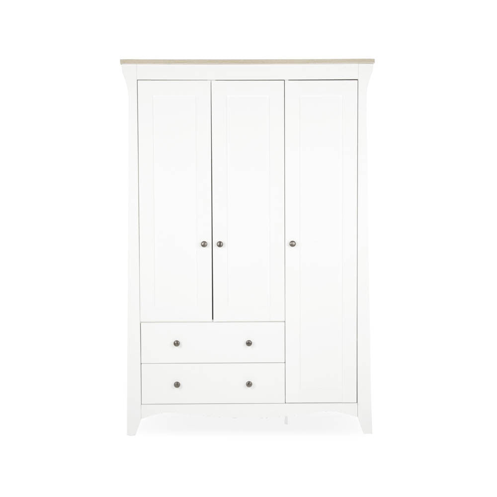 CuddleCo Clara Triple Wardrobe - White & Ash