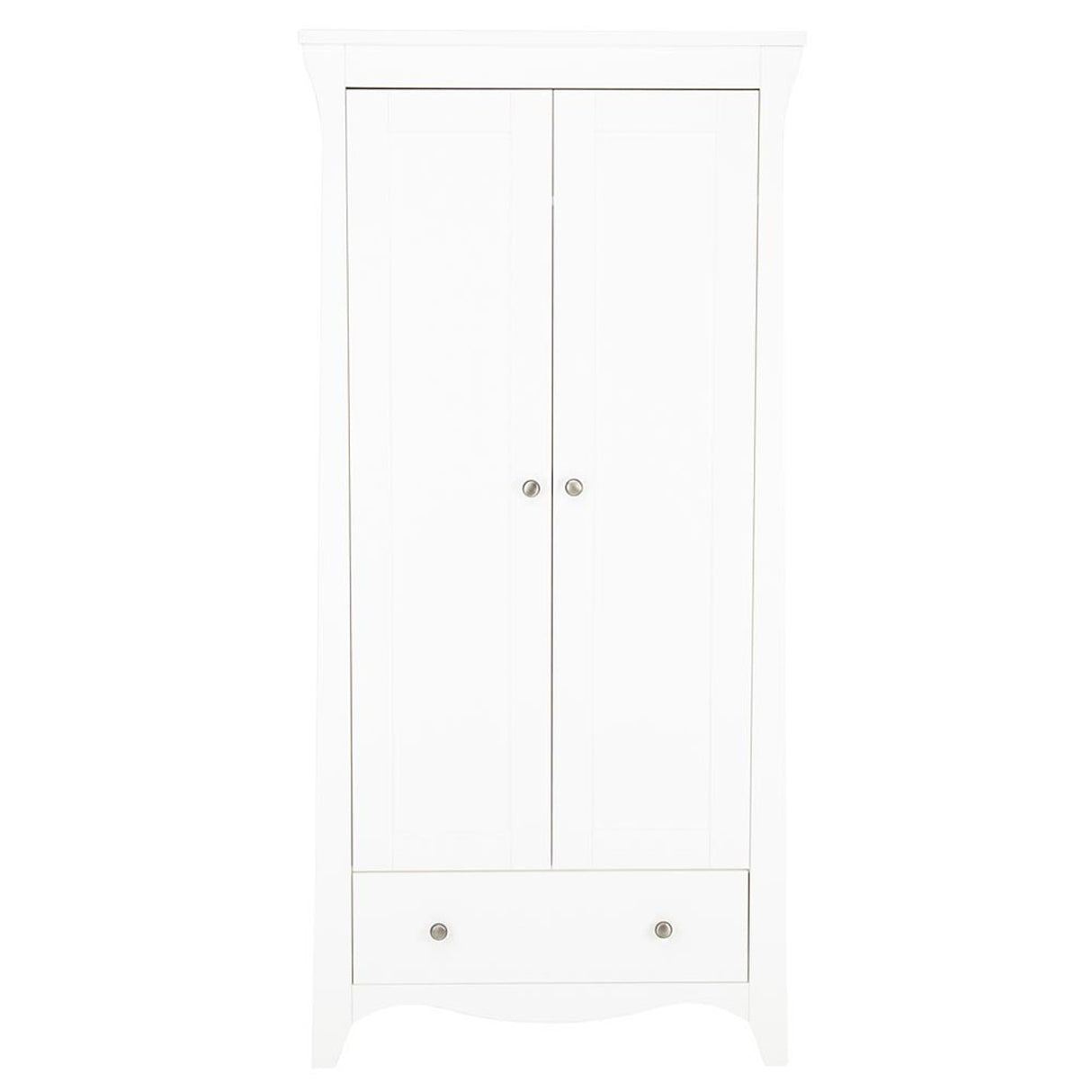 CuddleCo Clara 3 Piece Nursery Furniture Set with Cot Bed, Dresser and Wardrobe - White