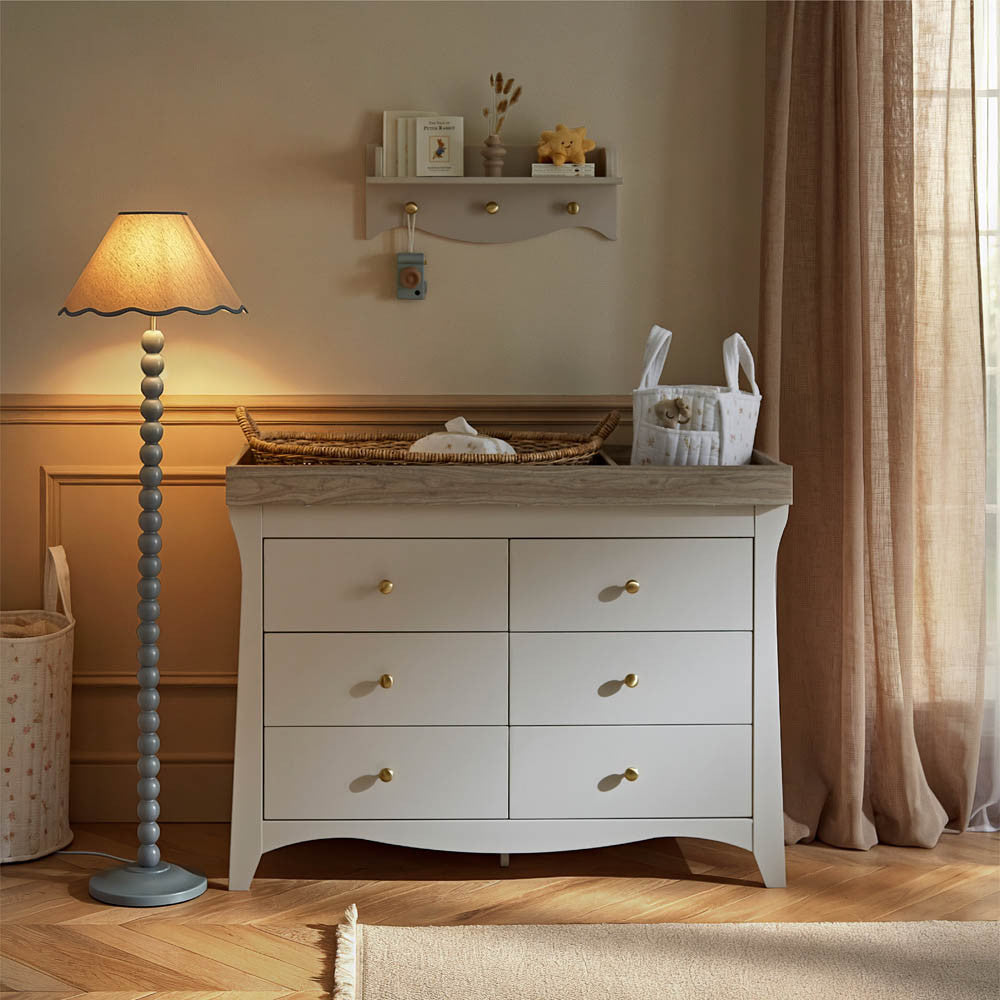 CuddleCo Clara Lux Wide 6 Drawer Dresser - Cashmere & Ash