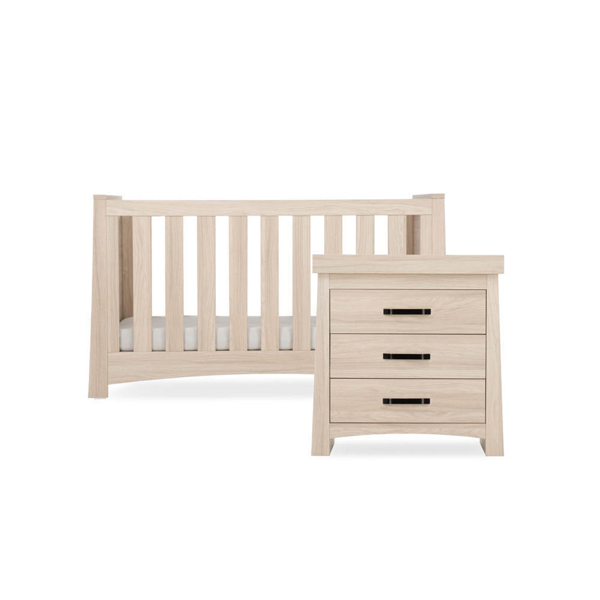 CuddleCo Isla 2 Piece Nursery Furniture Set with Cot Bed and Dresser - Ash