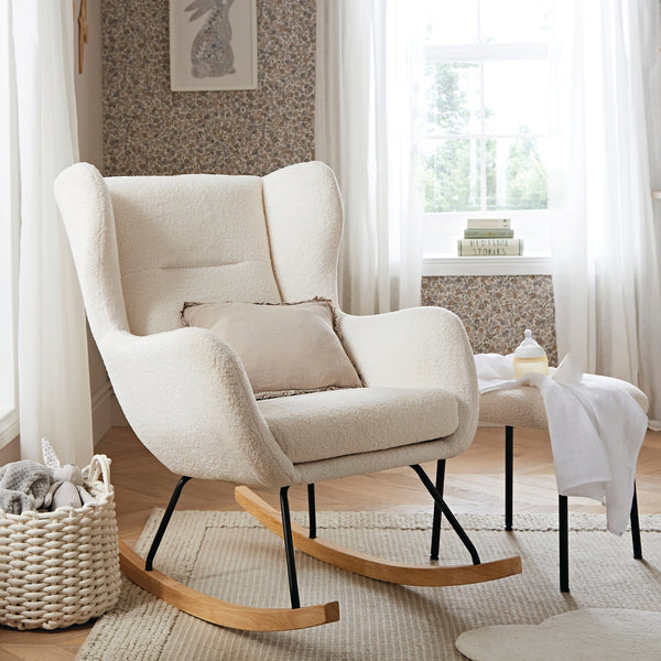 CuddleCo Marley Nursing Chair & Footstool - Teddy Off White
